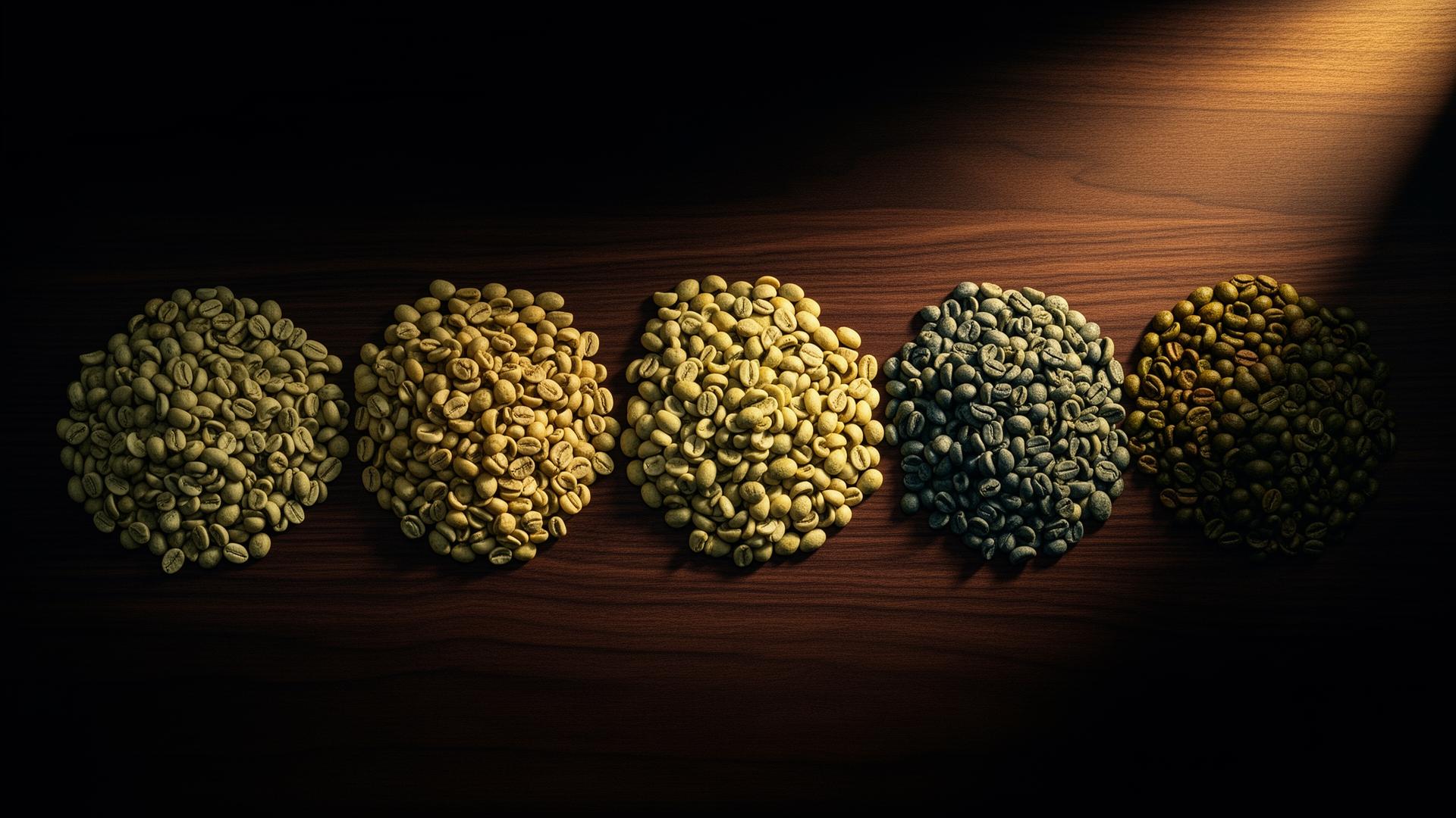 Premium specialty coffee bean varieties — Geisha, Sidra, Pacamara and Bourbon